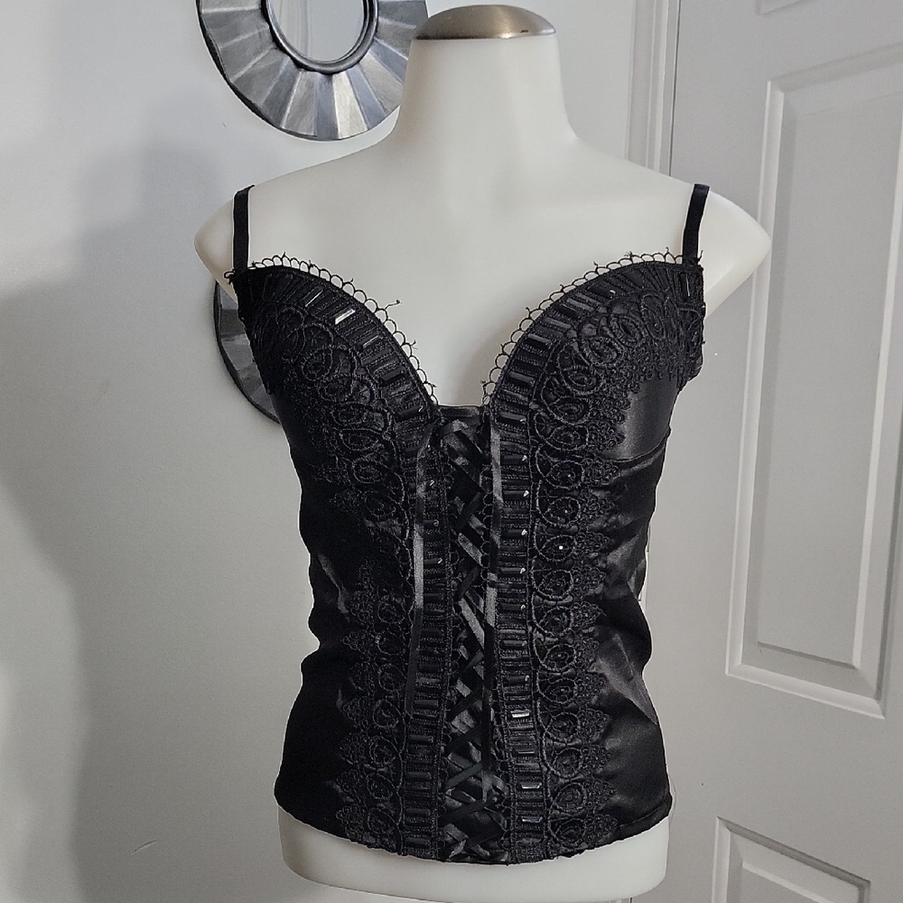 Max & K Elegant Black Lace  Y2k Baby Doll Women's Top Size Large